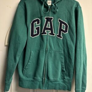 GAP Teal Zip Hoodie with Navy Logo